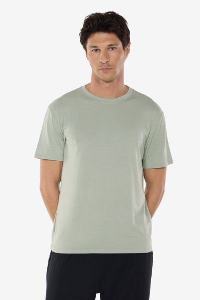 Malabadi Men's Green Crew Neck Micro Modal Extra Soft Comfort Fit T-Shirt 930