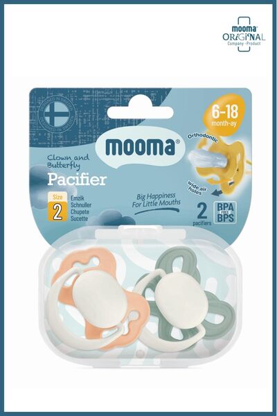 MOOMA Clown & Butterfly Silikon Emzik 2’li No:2 (6–18 Ay) River Green & Light...