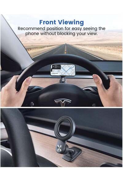 Arabest Magnetic Car Phone Holder,Dash Mount,Flexible Rotation,Fit Curved & F...