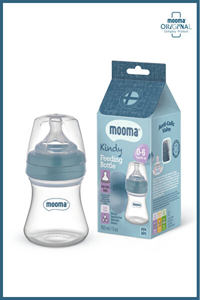 MOOMA Kindy Doğal Tepkili Antikolik Biberon 150 Ml 0-6 Ay Yavaş Akış - Bowl Blue