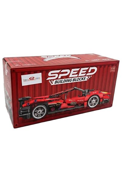 SPEED Toys e Toys Building Blocks 1:18 Ölçek Çek Bırak Kırmızı Yarış Arabası ...