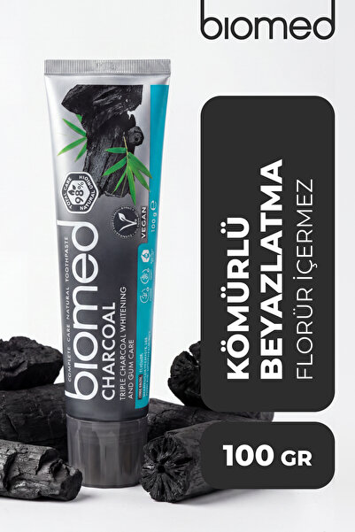 Biomed Charcoal Beyazlatıcı Kömür Diş Macunu Doğal Bitkisel Vegan Florürsüz