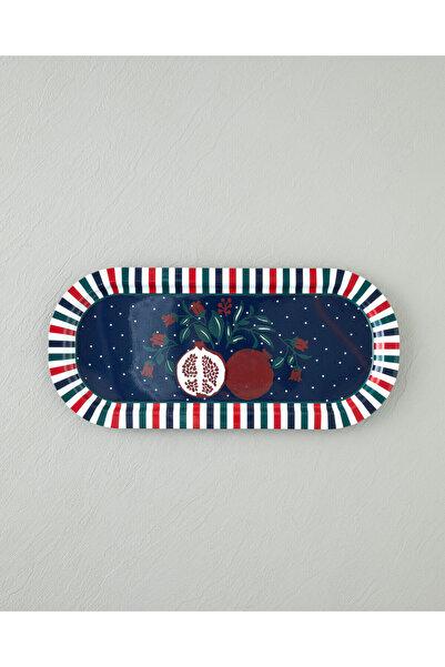 English Home Holly Metal Tepsi 16x35 cm Lacivert