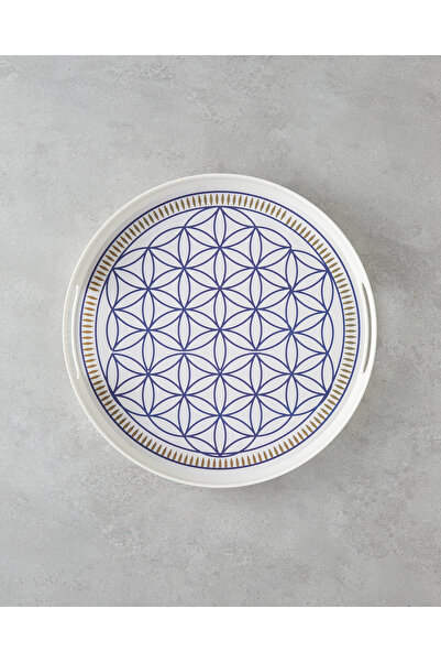 English Home Bluewaves Melamin Tepsi 35 cm Beyaz - Mavi
