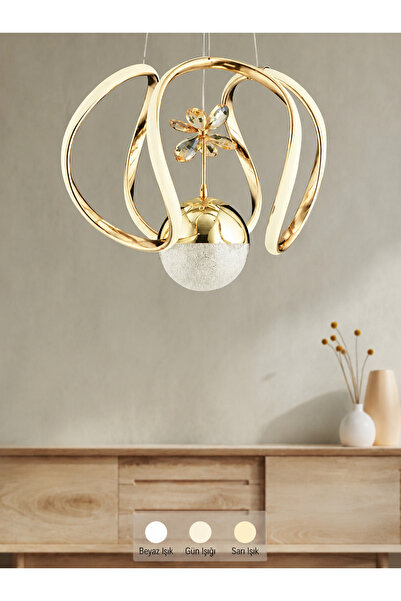 Luxira Aydınlatma Bigi Gold Üç Renk Lüx Ledli Modern Led Avize