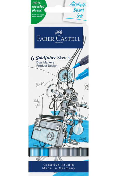 Faber Castell Gofa Sketch Ürün Tasarım Markör Seti, 6’lı, Çift Uçlu, 0,6 mm F...