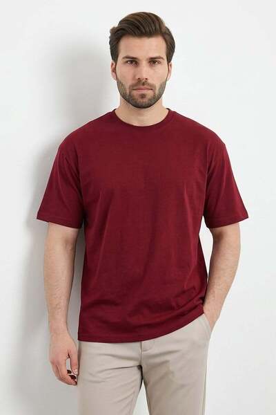 Madmext Ανδρικό μπλουζάκι Claret Red Regular Fit Basic 6131
