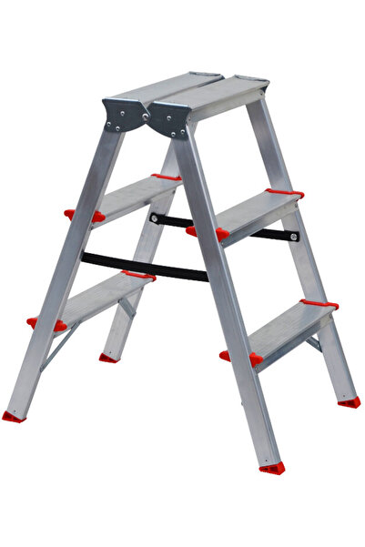 Evotools Scara Dubla din Aluminiu ETS 1167 - Inaltime platforma 65 cm Nr. Tre...