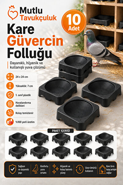 MUTLU TAVUKÇULUK Foluk Güvercin Folluğu Kare 10 Adet Yumurtalık Yuva Plastik ...