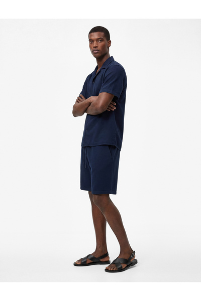 Koton Cotton Regular Fit Short Sleeve Turn-Down Collar Muslin Shirt