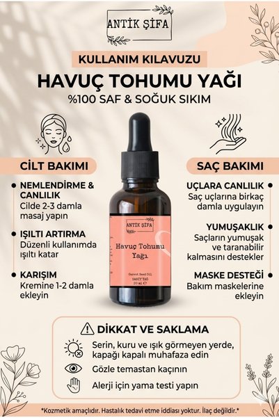 Antik Şifa Carrot Seed Oil and Jojoba Oil 2 X 20 ml - 100% Cold Pressed Pure
