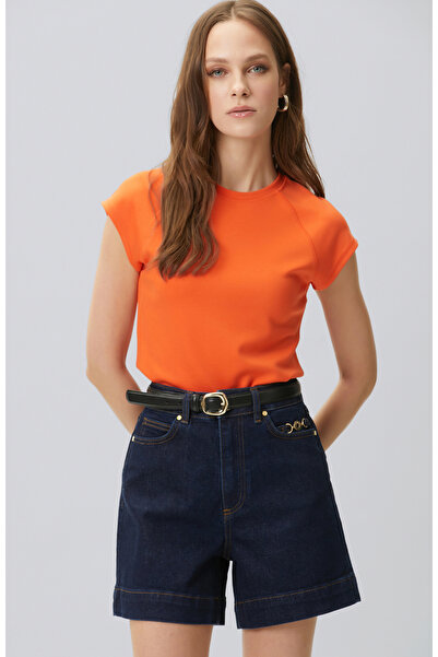 Network Turuncu Dikiş Detaylı Basic N-Tech T-shirt