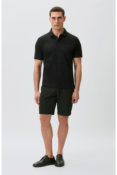 Network Slim Fit Siyah Teknik Kumaş Duble Paça Şort