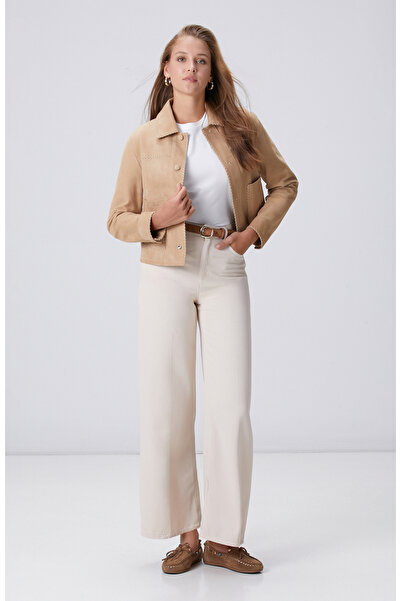Network Kırık Beyaz Wide Leg Tencel Casual Pantolon
