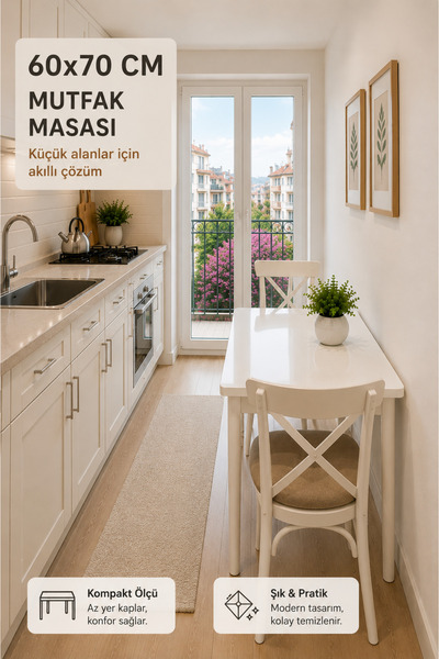 VOGUE TASARIM VE AKSESUAR 60x70 Küçük Mutfak Masası – Şık & Dayanıklı yemek m...