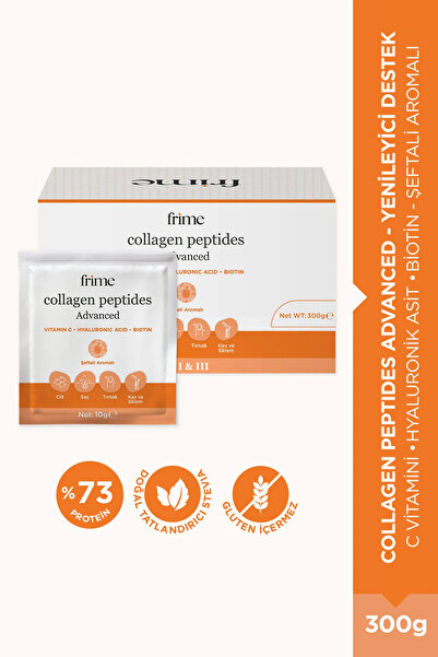 Frime Beauty Collagen Hidrolize Kolajen 300 gr 30 Saşe | Tip 1 & 3 | C Vitami...