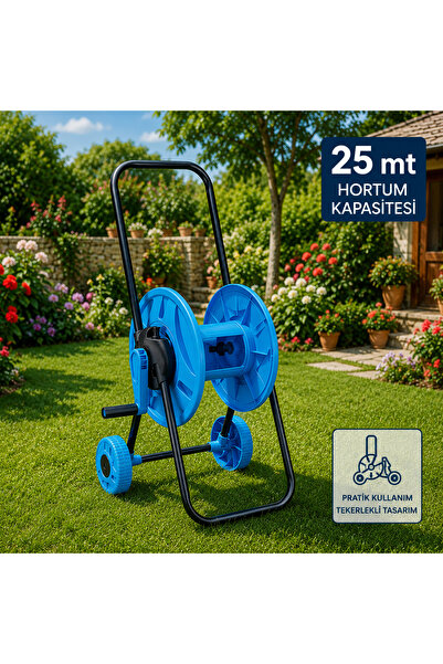 Altınkayaticaret BOŞ HORTUM TOPLAMA MAKARASI TEKERLEKLİ 25 MT HORTUM KAPASİTELİ