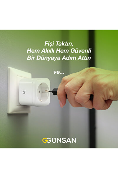 Günsan Wi-Fi Kontrollü Akıllı Priz 16A Tuya & Smart Life Destekli