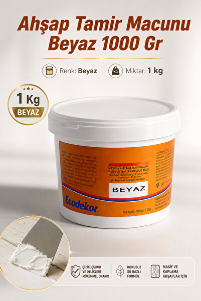 NZB Ahşap Parke Tamir Dolgu Çizik Giderici Masif Kaplama Beyaz Renk 1 Kg Boşl...