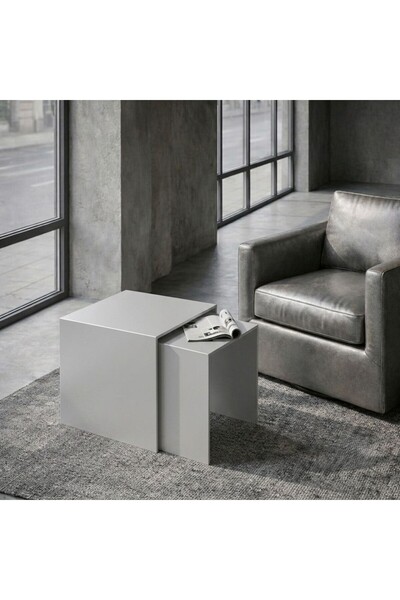 modilab Modern Metal Zigon Sehpa Seti – Minimal Tasarım İç İçe Geçen Yan Sehp...