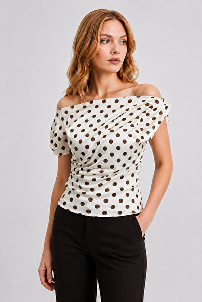 ModaPlaza Women's Boat Neck Drop Shoulder Sleeveless Side Zipper Polka Dot Bl...