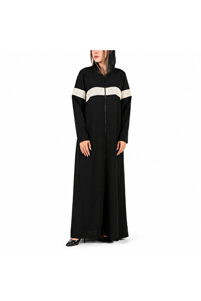 Dakakeen Concept Black Crepe Abaya with Silver Belt – Elegant Abaya for Chic ...