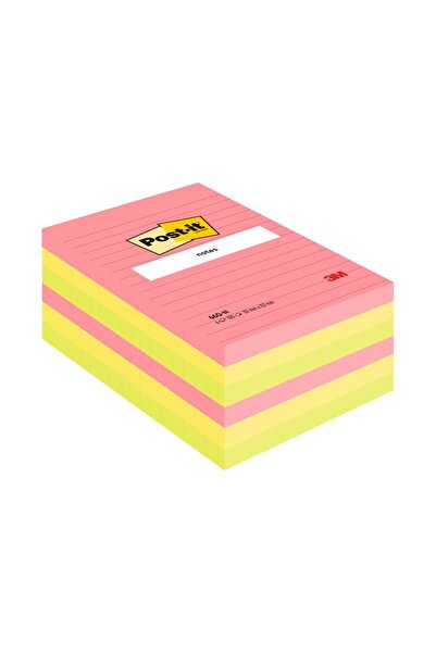 Post-it Notițe adezive 102 x 152 mm 100 coli cu linii neon 3M