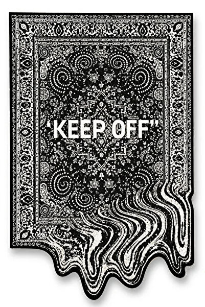 SDT Wave Detailed Woven Base with "Keep Off" Text Modern Decorative Carpet sdt254