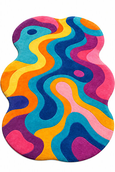 Rugs Modern Halı SDT Gökkuşağı Dalgalı Dokuma Taban Dekoratif Halı sdt677