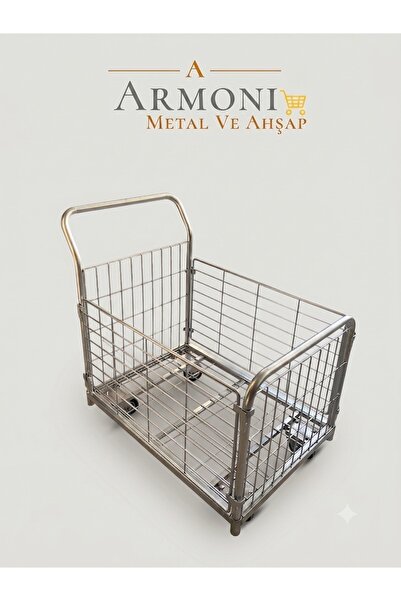 Armoni Metal Yük Taşıma Arabası Kafesli 60x85 cm Galvaniz Yan Kısımlar Sök-Ta...