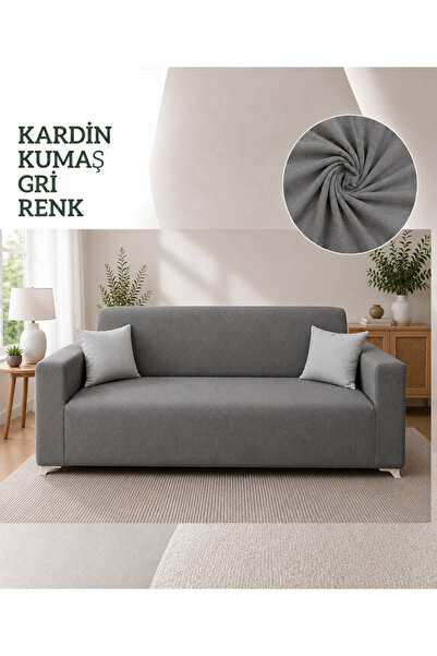 Akbal Home Klasik 3Lü Koltuk Örtüsü Likralı Tüm Çevre Giydirme Alttan Lastikl...