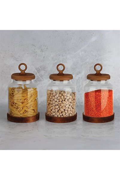 MİEN 1100 ml 3 Pieces Borosilicate Glass Jar Set