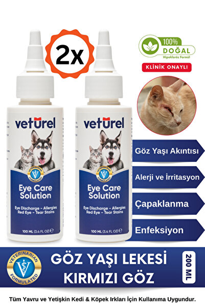 Veturel Kedi Göz Damlası Köpek Göz Temizleme Solüsyonu Alerji Kızarıklık Enfe...