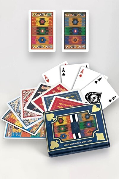 muibazaar Swisscard Kilim Desenli Plastik İskambil Oyun Kağıdı - Çizilmez Kır...