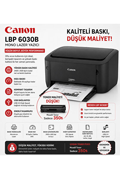 Canon I-sensys Lbp6030b Mono Lazer Yazıcı Sıfır Kutulu