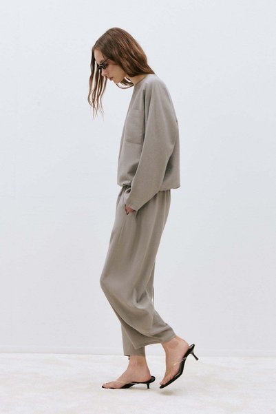 Suud Collection Gray Ellie Linen Balloon Pants
