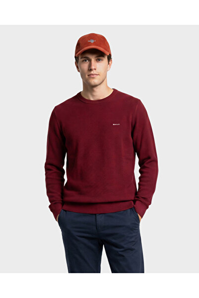 Gant Erkek Bordo Regular Fit Bisiklet Yaka Kazak