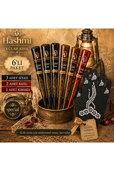 hennadibace 5'li 3 Renk Külah Hint Kınası - Henna Cone Tattoo Henna Stencil -...