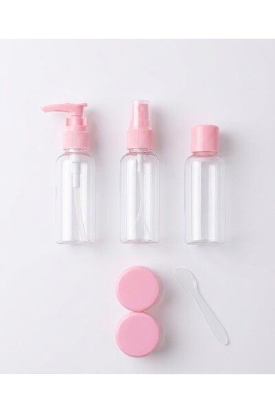 sempati Travel Set Empty Bottle Kit - Shampoo and Cream Carrying Set of 6 - with Lockable Transparent Bag - Baby Blue