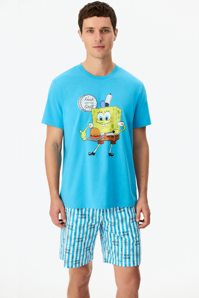 Penti Men's Colorful Lic-Sponge Bob Shorts Pajama Set