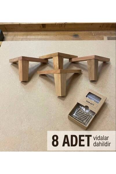 Gürgen Ahşap Vernikli ahşap kare ayak 13.5 cm 8 ad