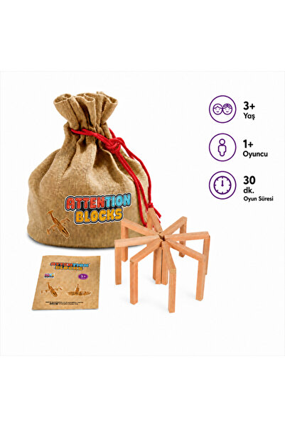 Zetzeka Attention Blocks 120 Pieces Natural Wooden Balance Game Ages 3+ 1+ Pl...