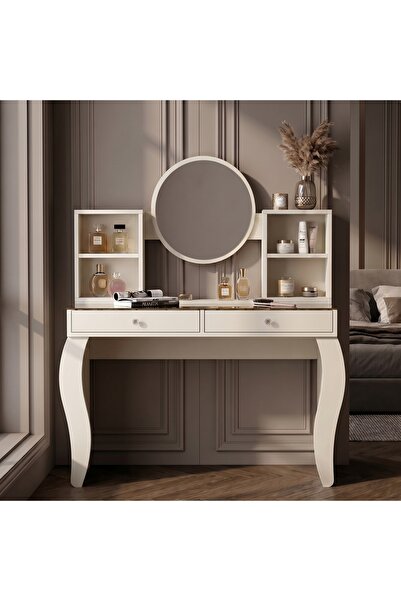 Variant Mobilya Lotus Camlı Aynalı Makyaj Masası - Krem