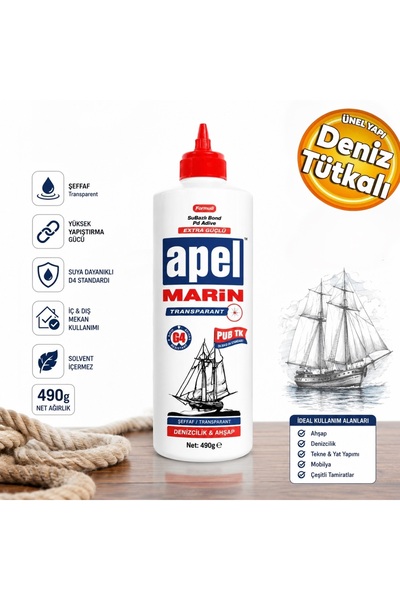 APEL Marin Transparet Şeffaf Deniz Tutkalı Gemici Tutkalı 490 Gram