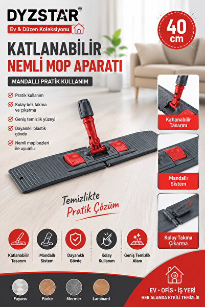 Genel Markalar DYZSTAR Plastik Katlanabilir Nemli Mop Aparatı 40 cm Mandallı ...
