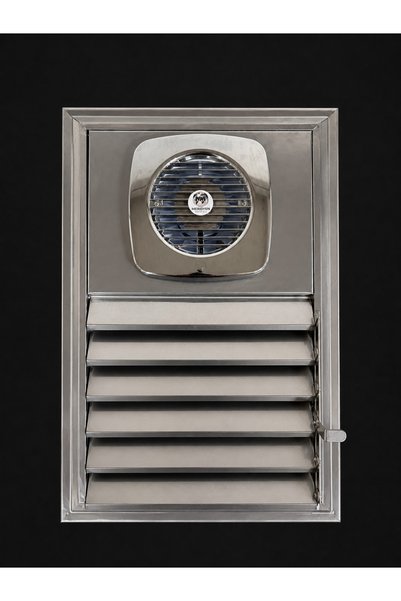 Meridyen Menfez 40X45 Aluminum Chrome Bathroom Screen with Fan