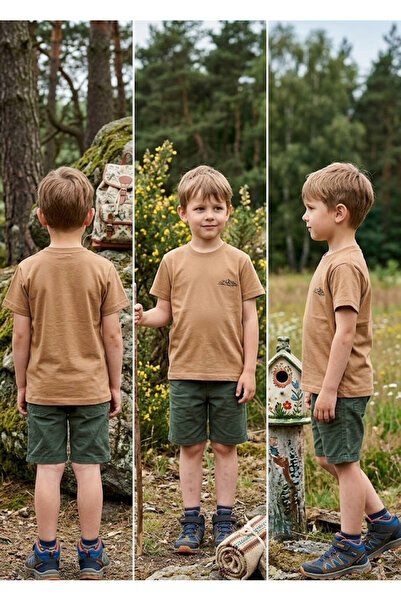 meyastore Boy's T-Shirt with Mountain Figure