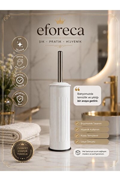 Eforeca Beyaz - Çizgili/Grooved Retro Tuvalet Fırçası