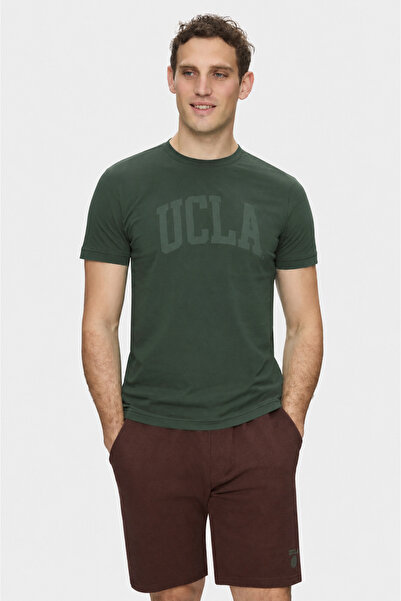 UCLA Tricou pentru bărbați CULVER, verde închis, cu imprimeu, 100% bumbac, cr...