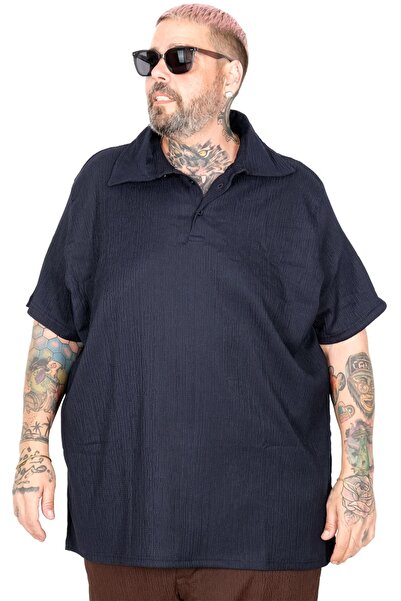 ModeXL Mode XL Plus Size muška majica polo izrez JAKAR U24337 tamnoplava